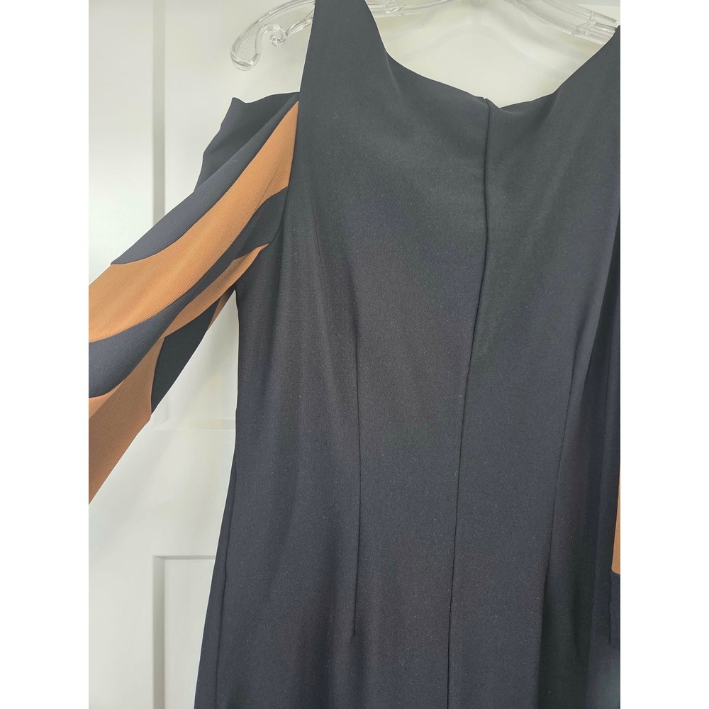 BOSTON PROPER Black Brown Cold Shoulder Cutout Tunic Top Small - Picture 6 of 11